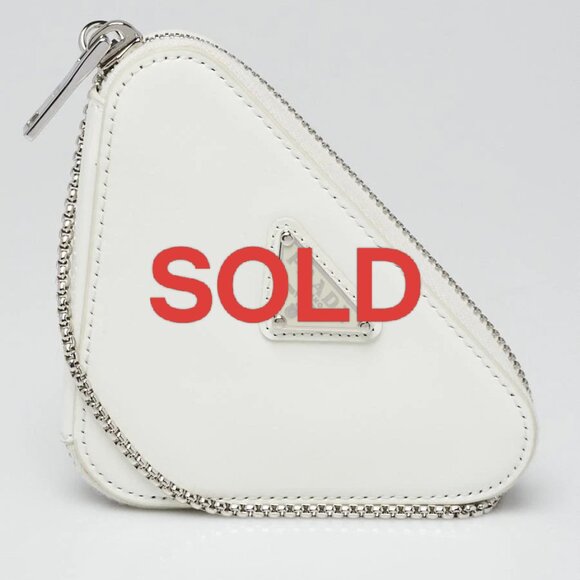 Prada Spazzolato Leather Triangle Mini Pouch Crossbody Clutch Bag 625-050125 - Picture 1 of 10